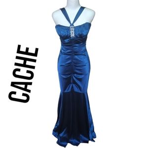 Cache Gorgeous Formal Blue Fitted Dress EUC size 2